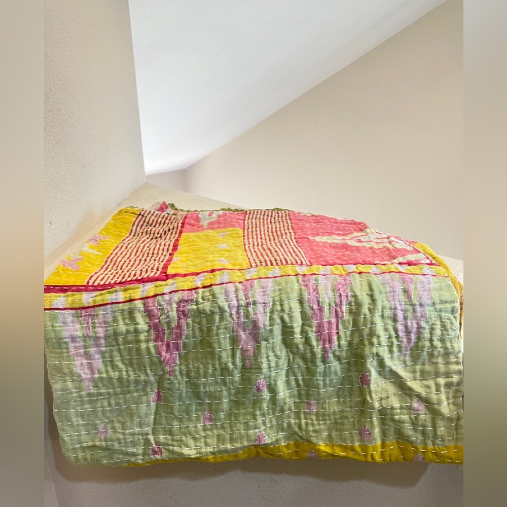 Vintage Kantha Quilt Throw Blanket  80x 47”‎ | Double Sided | Soft Cotton - Picture 2 of 12